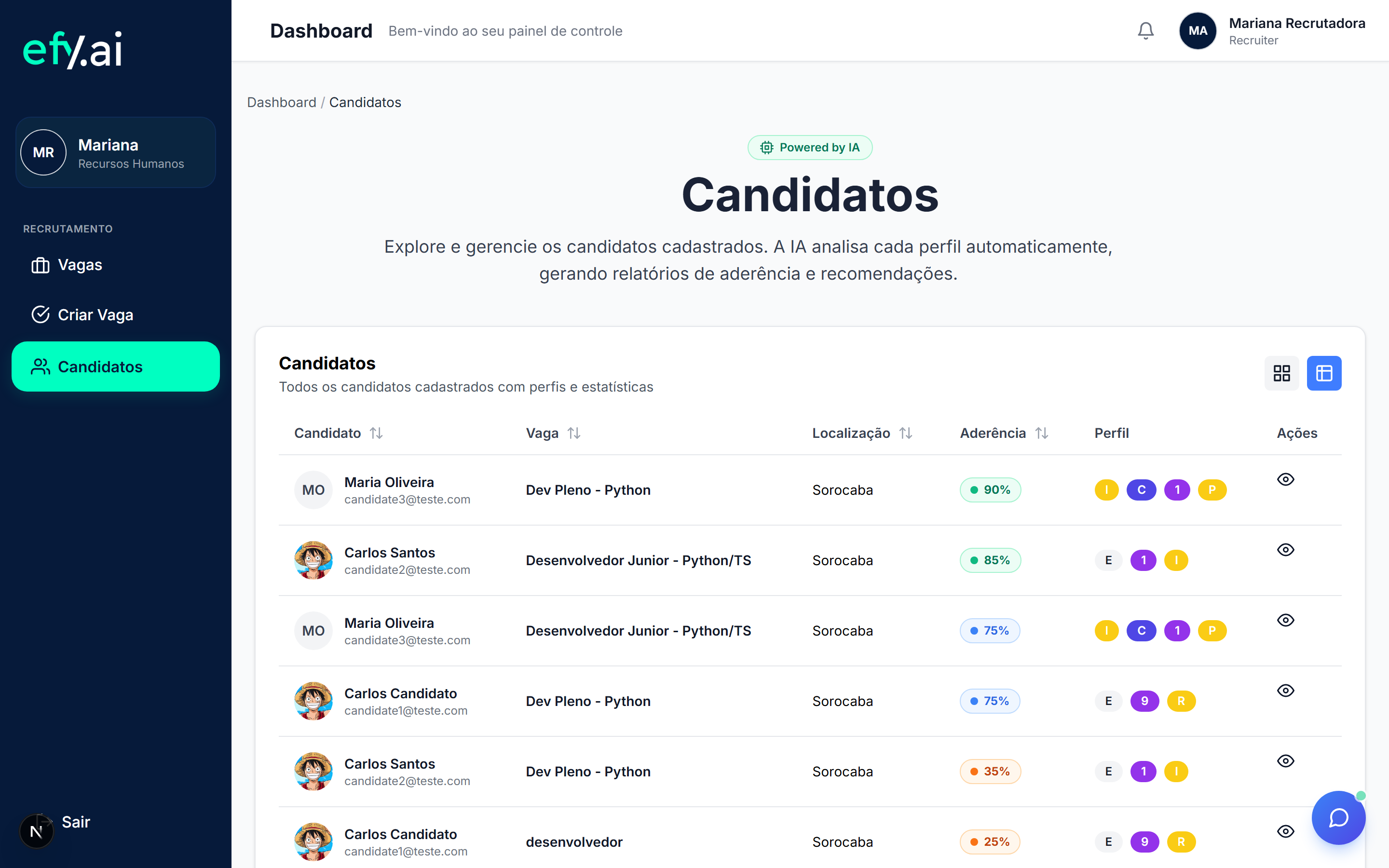 Ranking Inteligente de Candidatos Efy AI